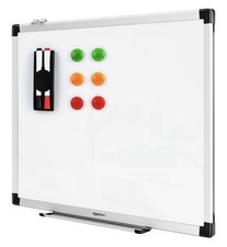 Amazon Basics Magnetic Whiteboard with Pen Tray, Aluminium Trim 60x45cm