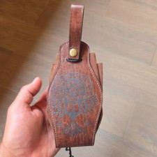 Medieval Faux Leather Pouch Portable Drawstring Purse Vtg Design Dice LARP Bag