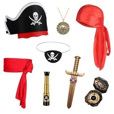 8 Pcs Pirate Accessories Set Kids Captain Role Play Pirate Costume