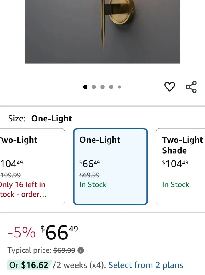 Aplique de pared de latón antiguo con 1 luz de tocador de baño con 2,8 pulgadas de diámetro Foto 2 de 4