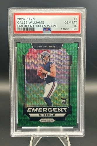 CALEB WILLIAMS 2024 Prizm #1 Emergent GREEN WAVE PRIZM Rookie RC PSA 10 Chicago