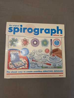 The Original Spirograph Deluxe Set Kahootz 45+ Pieces Carry Case Guide Pens