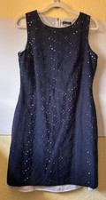 Tommy Hilfiger 100% Cotton Navy Outer Sz 12 A-Line Dress Round Neck Zip Coastal