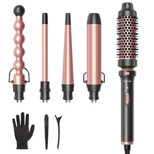 5 in 1 Curling Wand Set, Multi Curl, Curling Wand Set with Curling Brush and ...