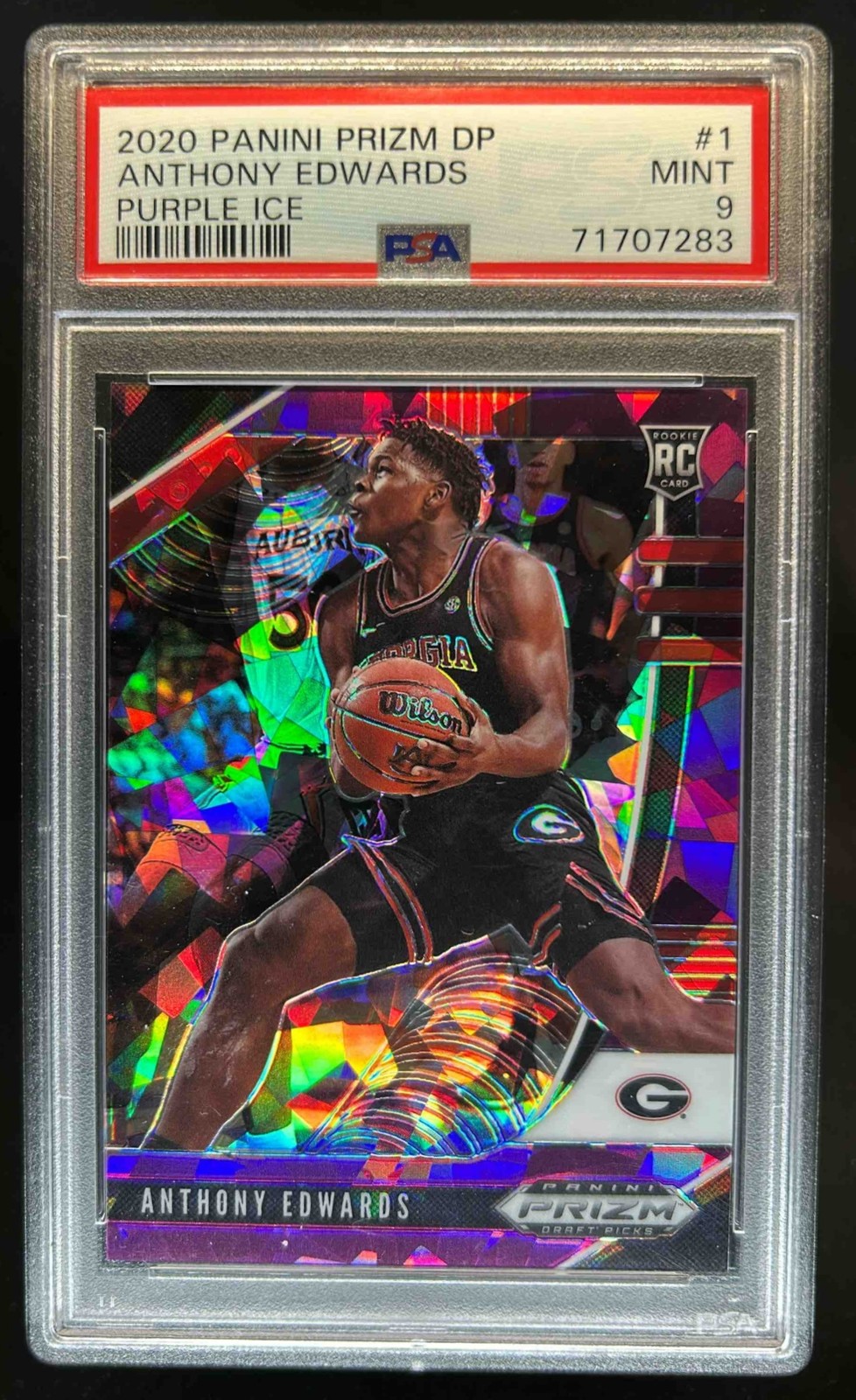 2020-21 Prizm Draft Picks Collegiate Anthony Edwards RC Purple Ice #/149 PSA 9