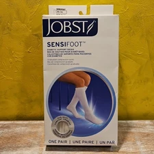 NWT JOBST SensiFoot Adult Large Diabetic Compression Knee High 8-15mmHg White