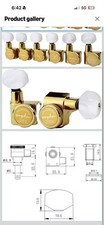 Guyker 6 In-line Guitar Locking Tuners   Electric Guitar   Pearl Buttons, Golden