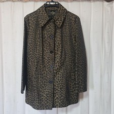 Fendi Leopard Print Long Jacket with Fur Collar  Belt Khaki Used