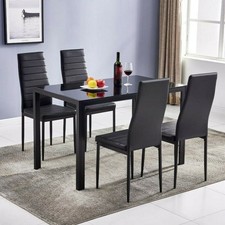 Upholstered PU Leather Dining Chairs - Set of 4
