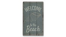 Welcome to the Beach Novelty Distressed Sign, Personalized Wood Sign