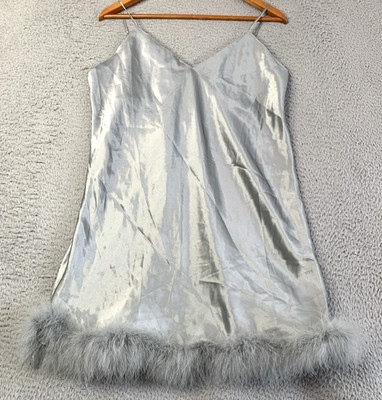 NEW Victorias Secret Slip Dress Womens Large Babydoll Gold Tag Gray Vintage NWT