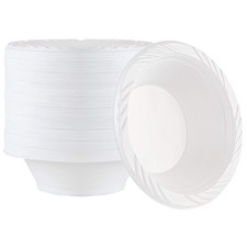 100 Count Disposable 12 ounce White Plastic Soup Bowls 12 oz bowls, whi
