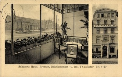 Postcard Hanseatic City of Bremen, Schäfers Hotel, Bahnhofsplatz 10, bes. Shepherd - 5026997