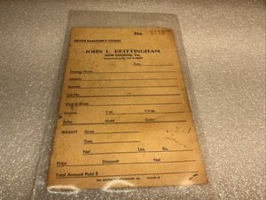 Mid Century, John L. Brittingham New Church, Va. Temperanceville Grain Ticket