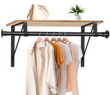 16 to 100 Inch Black Heavy Duty Adjustable Closet Rod with Bracket Support