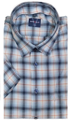 Marvelis Hemd Casual Kurzarm blau / orange Karo 6118.72.18