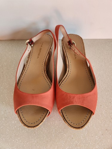 VIA SPIGA wedge women sandals,size 6 M,orange suede leather - Picture 2 of 14