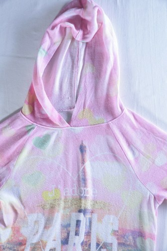 Justice Kids sz 8 Pink Hoodie long Sleeve Eiffel tower Theme Paris graphic - Picture 6 of 6
