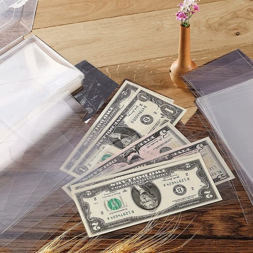 100Pcs Money Sleeves Protector Dollar Bill Holder w/ Storage Case for Collectors - Picture 3 of 6