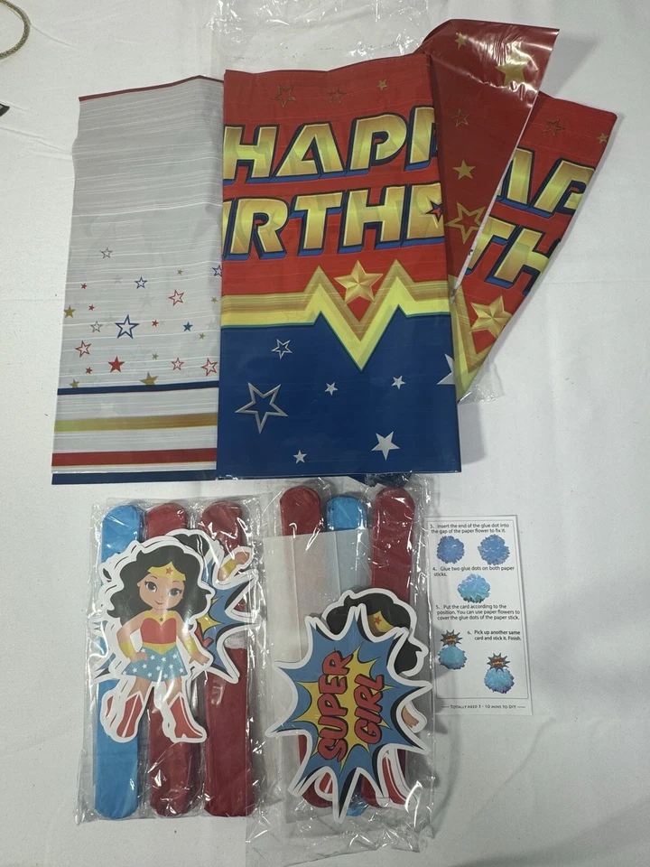 Wonder Woman 1er Cumpleaños Decoración Paquete One-Der Mujer Suministros de Fiesta Foto 3 de 4