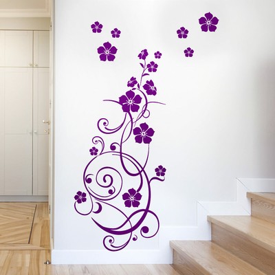 Wandtattoo Wandsticker Wandaufkleber Flur Badezimmer Blumen Blumenranke