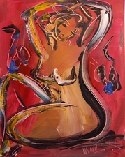 NUDE JAZZ IMPASTO Painting OIL SIGN MODERN CANVAS ABSTRACT BY MARK KAZAV REGWER
