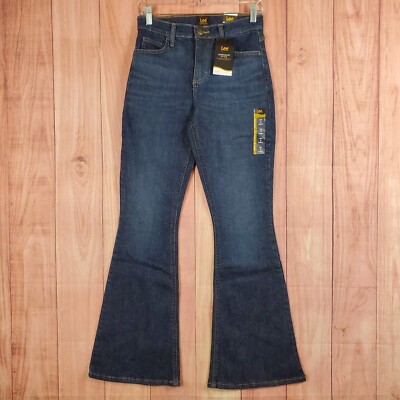 Lee Jeans Mid Rise Flare Jeans Womens Sz 2 28x31 Dark Wash NEW NWT