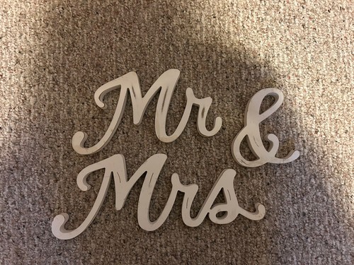 Mr & Mrs Wood Cut Words Sign Wedding 3 Pieces Hobby Lobby | eBay