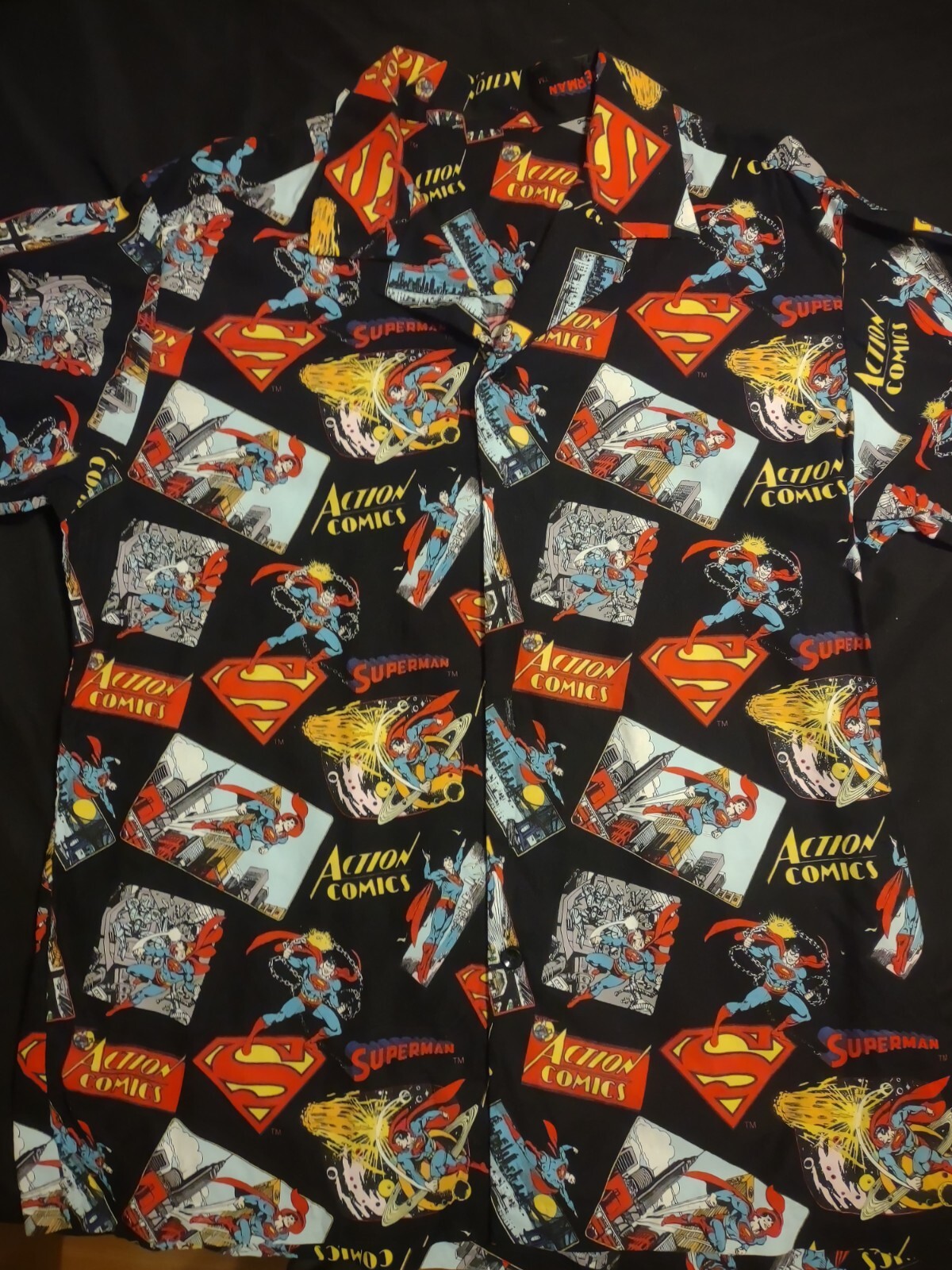 Superman Action Comics Button Down Collar Camp Sh… - image 1