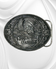 Vintage "Alaska" Siskiyou Pewter Metal Belt Buckle Co. with Eagle Design - 1991