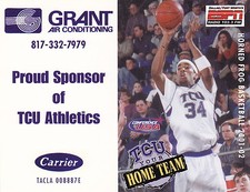 2001-02 TEXAS CHRISTIAN UNIVERSITY TCU HORNED FROG BASKETBALL SCHEDULE -UNFOLDED