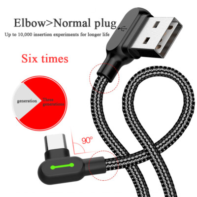 MCDODO USB C Kabel Winkel 90 Grad LED Typ C Ladekabel Für Huawei Samsung Xiaomi