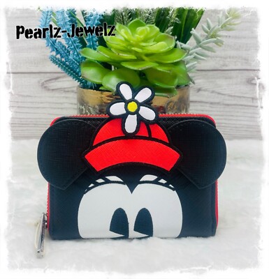 Loungefly Disney Vintage Minnie Mouse Daisy in Hat Mini Zip Around Wallet NWT