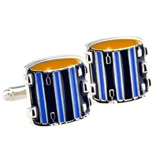 Drum Set Drummer Pair Cufflinks Wedding Groom Fancy Gift Box & Polishing Cloth