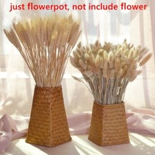 1PC Rattan Bambus Stroh Webe Blumentopf Getrocknet Blumenvase Korb Zimmer Adorn
