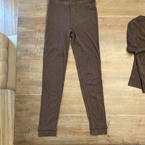 PRIMARY KIDS BROWN LONG JOHNS 2 PC PAJAMAS SET UNISEX 12 GUC - Picture 3 of 5