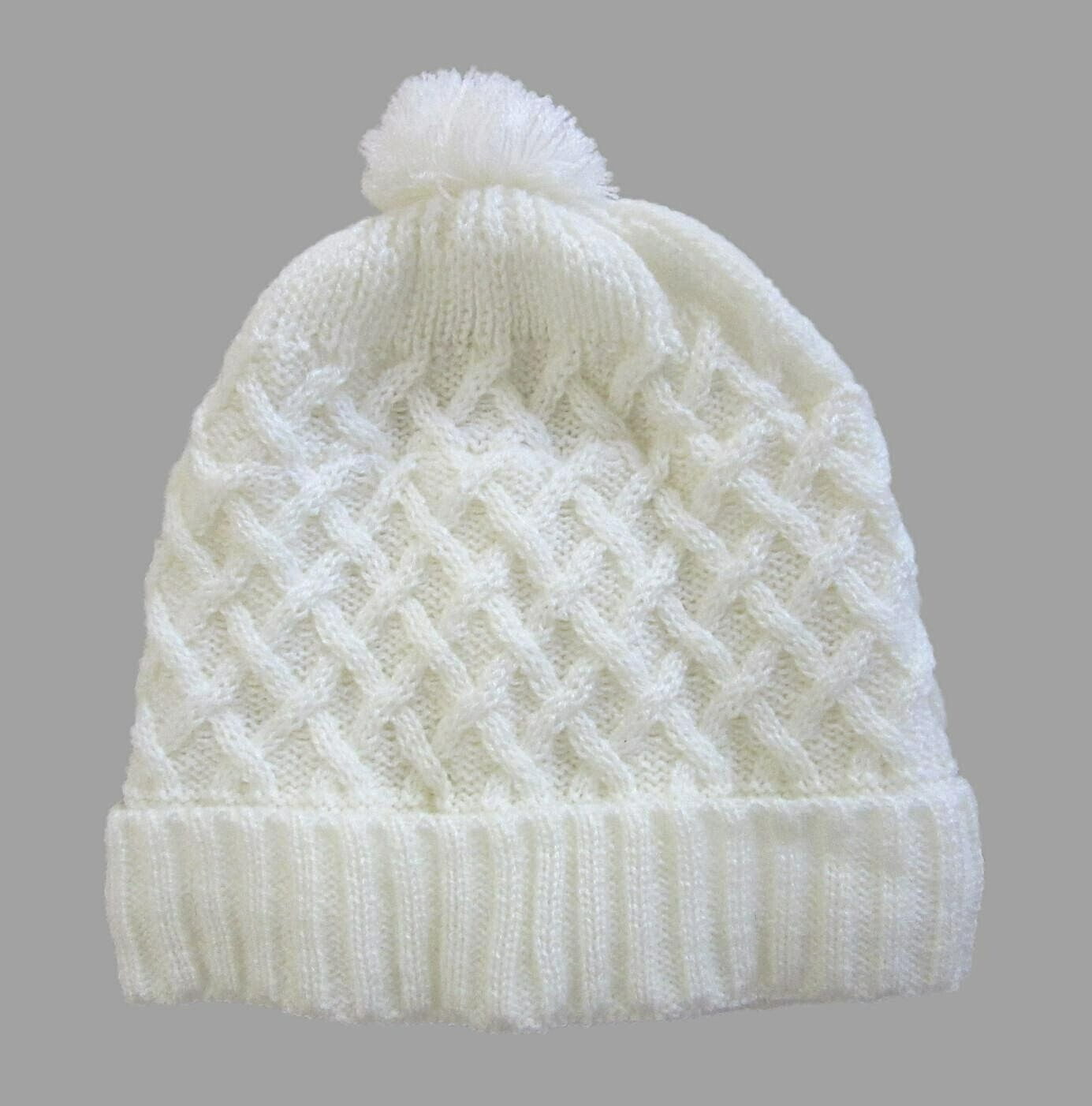 Alpaca Chunky Knit Beanie with Pompom Handmade in Peru Warm Soft-image