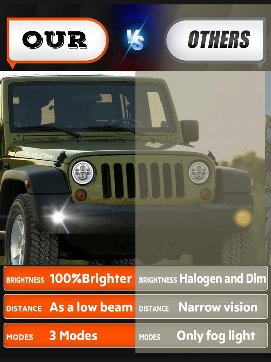 Fog & Driving Lights For Jeep Wrangler 2x 4-Inch Round Fog Lights For Jeep Wrangler JK, TJ, LJ (2003-2020) - LED Or Halogen Off-road Lighting - Foto 3