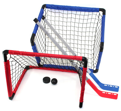 Street Hockey Set: 2 Tore faltbar 2 Hockeyschläger mit Puck für Kinder Funhockey