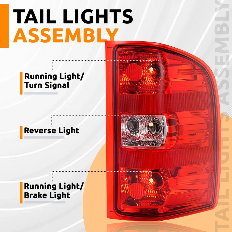 Lámpara de repuesto de luces traseras para Chevy Silverado 1500 2500HD 3500HD 2007-2013 14 Foto 3 de 4