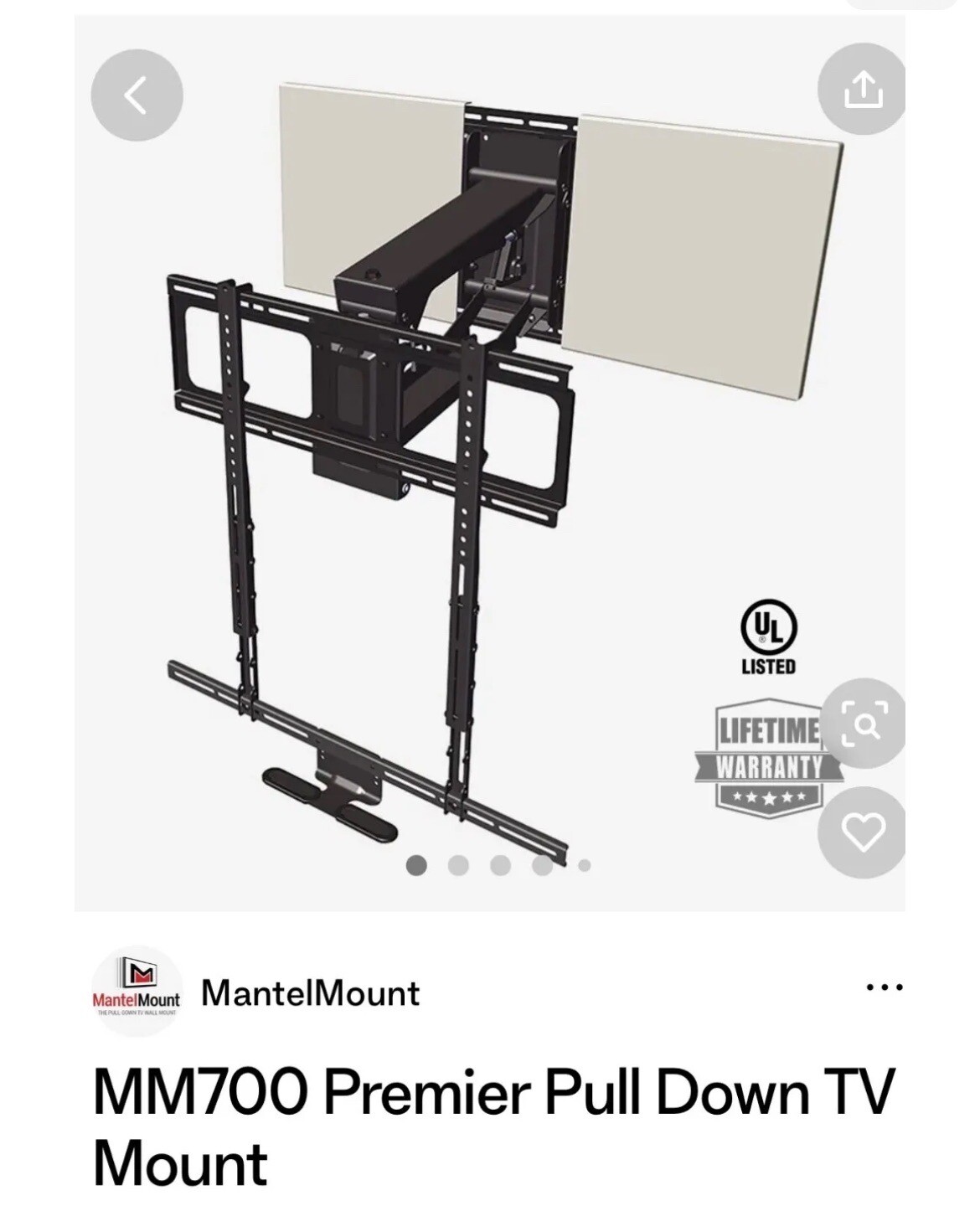 MantelMount MM700 Premier Pull Down TV Mount