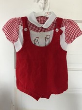 Vintage 1950s Red Rooster Overall Outfit Size 9 Months