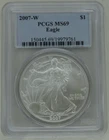 2007-W American Silver Eagle PCGS MS 69 Burnished US Mint $1