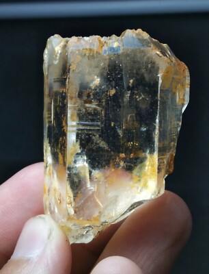 Transparent quartz with iron stain and interesting terminations on