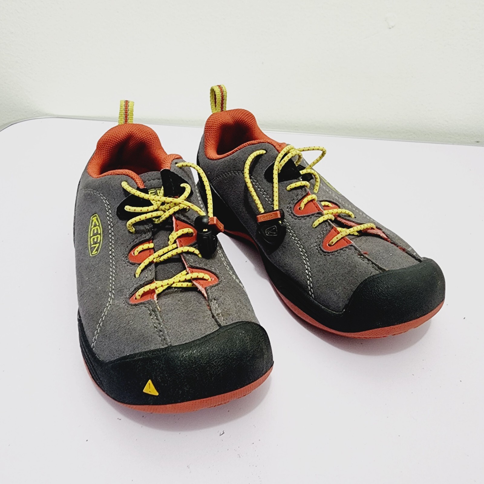 Scarpe sneakers slip on Keen bambino diaspro grigio arancione scamosciato taglia US2 EU34 UK 1