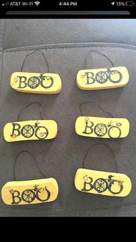 Clearance Set 6 Mini Boo Halloween Signs Wood Plaques DIY