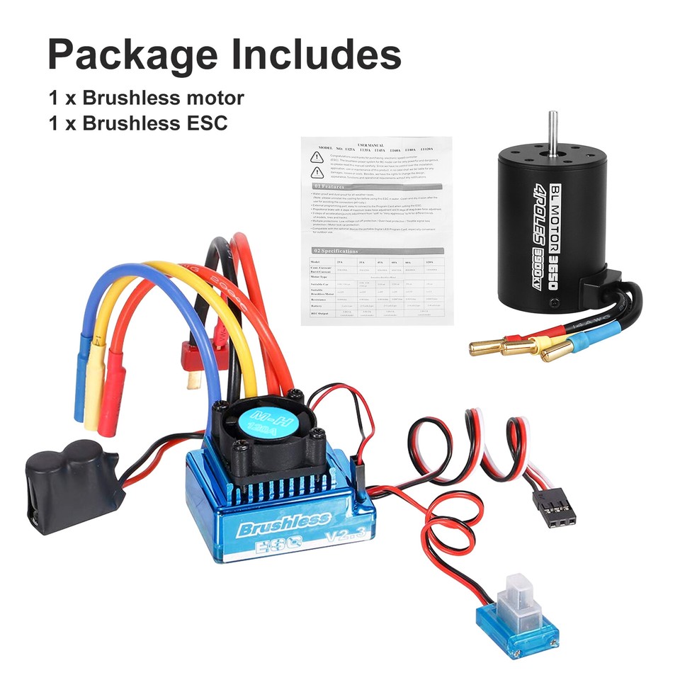 Tnfeeon Brushless Motor 3650 120A ESC Set - 5200KV Wasserdicht Für RC Cars