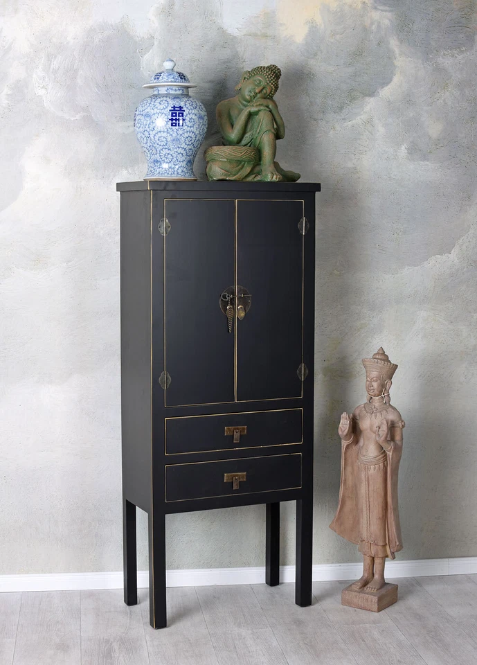 China Schrank Hochschrank Highboard Asia Möbel Hochzeitsschrank Schwarz Kommode - Bild 3 von 4