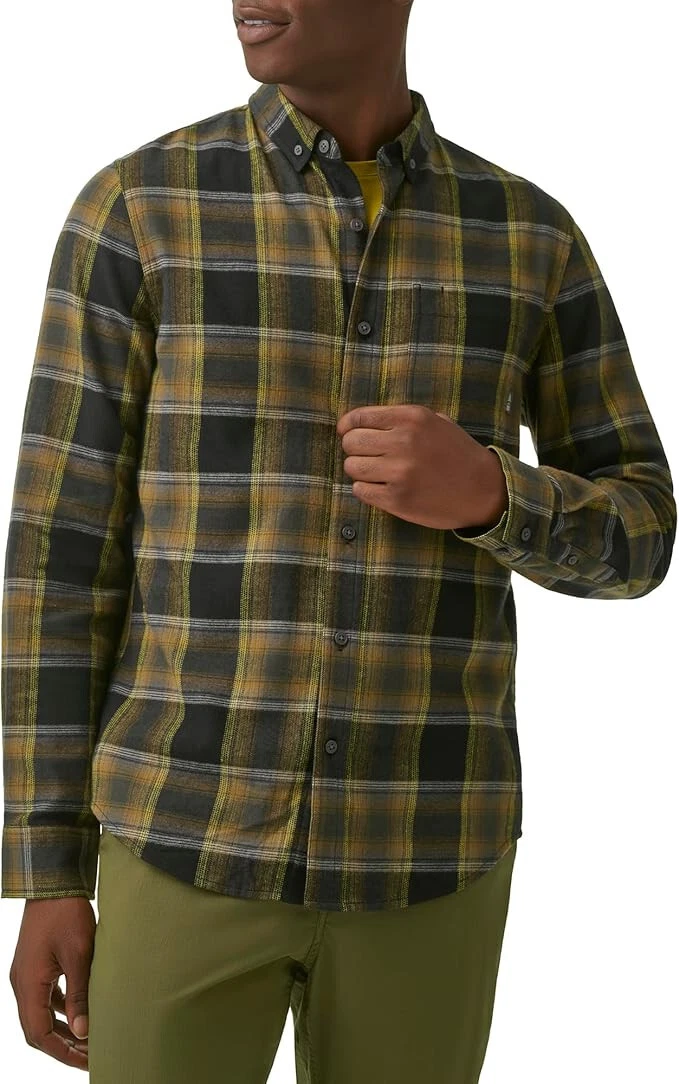 BASS OUTDOOR Men's Flannel Work Soft Shirt, Green, Small