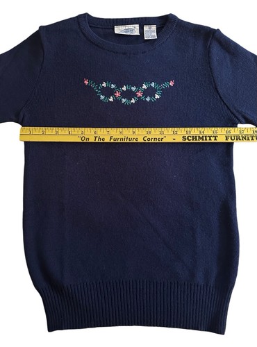 Northern Isles Womens Navy Blue Crew Neck Sweater w/Embroidered Yoke M Retro 90s - Picture 11 of 21